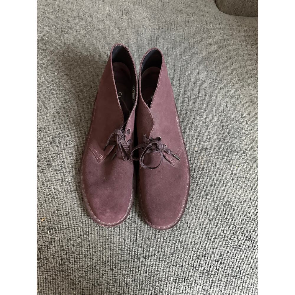 Clarks Originals Desert Boots in Burgundy Suede Chukka Boots Mens 12 - Picture 2 of 9